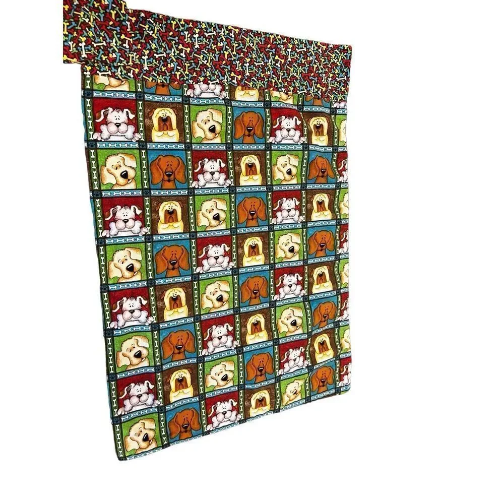Vintage Handmade dog prints bed 2 Pillow case